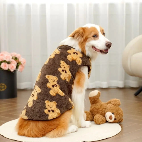 New XS-9XL Winter Puppy Clothes Cute Bear Pattern Warm Fleece Dog Vest Pet Supplies Dog Sweater Vest Pitbull New Year's Gift