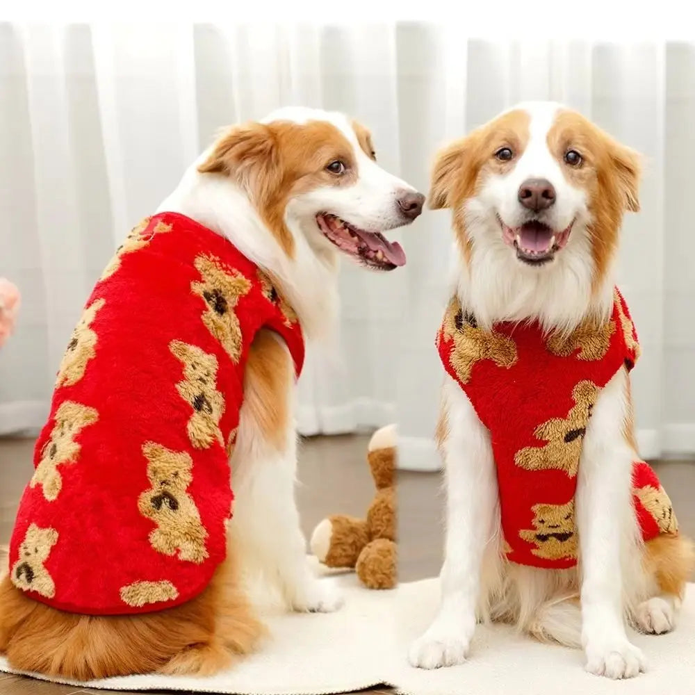 New XS-9XL Winter Puppy Clothes Cute Bear Pattern Warm Fleece Dog Vest Pet Supplies Dog Sweater Vest Pitbull New Year's Gift
