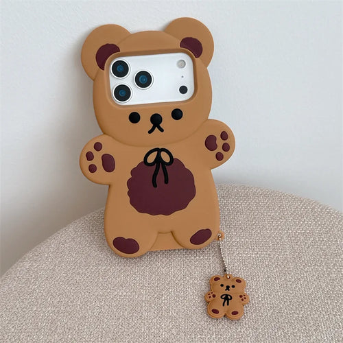 3D Cartoon Bear Silicone iPhone Case – Shockproof Cover – photo 1
