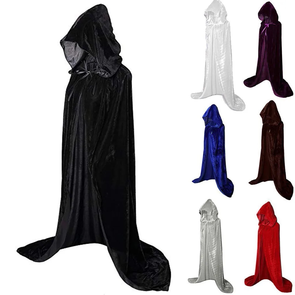 Halloween Cloaks Gothic Hooded Cloak Adult Elf Witch Long Purim Carnival Capes Robe Larp Women Men Vampires Grim Reaper Party