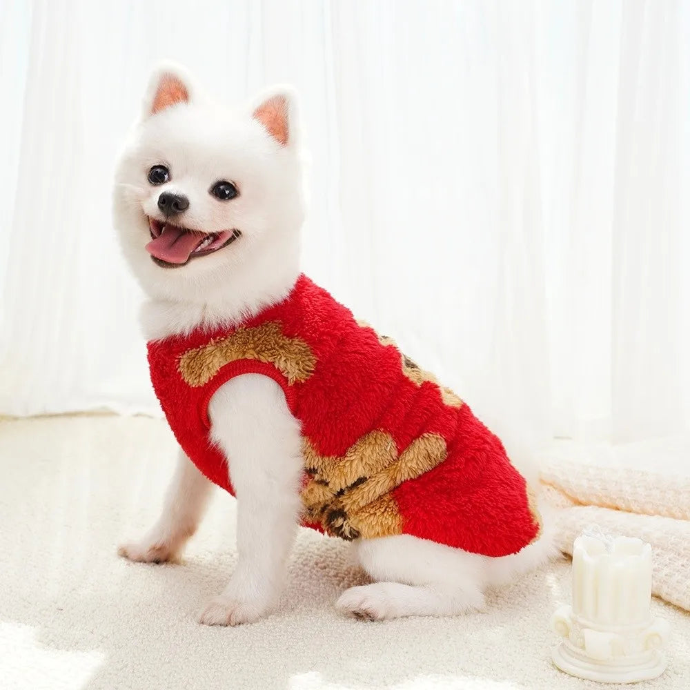 New XS-9XL Winter Puppy Clothes Cute Bear Pattern Warm Fleece Dog Vest Pet Supplies Dog Sweater Vest Pitbull New Year's Gift