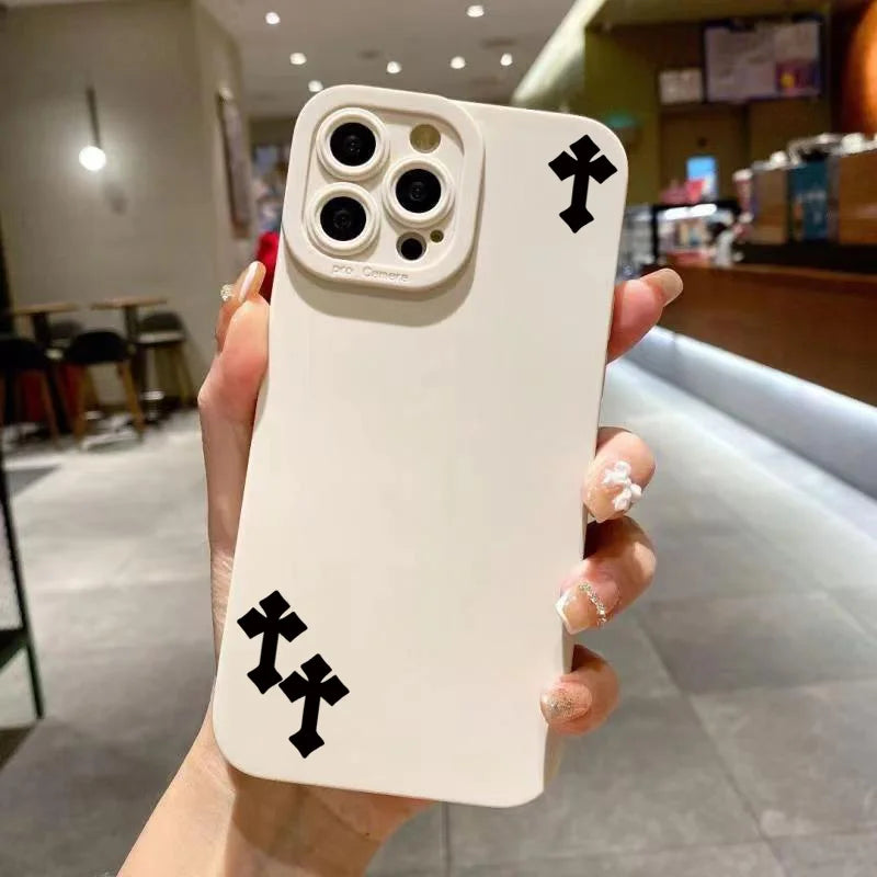 Autumn Vibes Cross Pattern iPhone Case – Soft Shockproof Cover