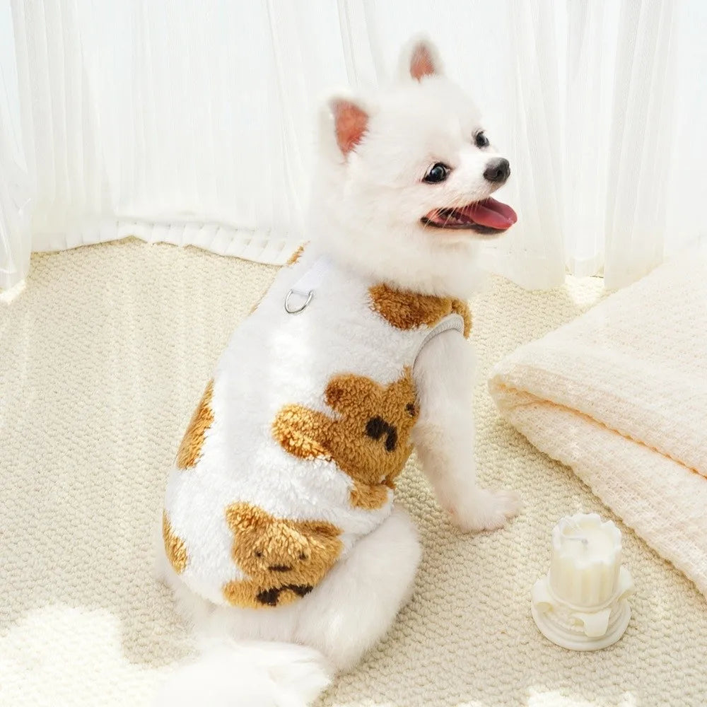 New XS-9XL Winter Puppy Clothes Cute Bear Pattern Warm Fleece Dog Vest Pet Supplies Dog Sweater Vest Pitbull New Year's Gift