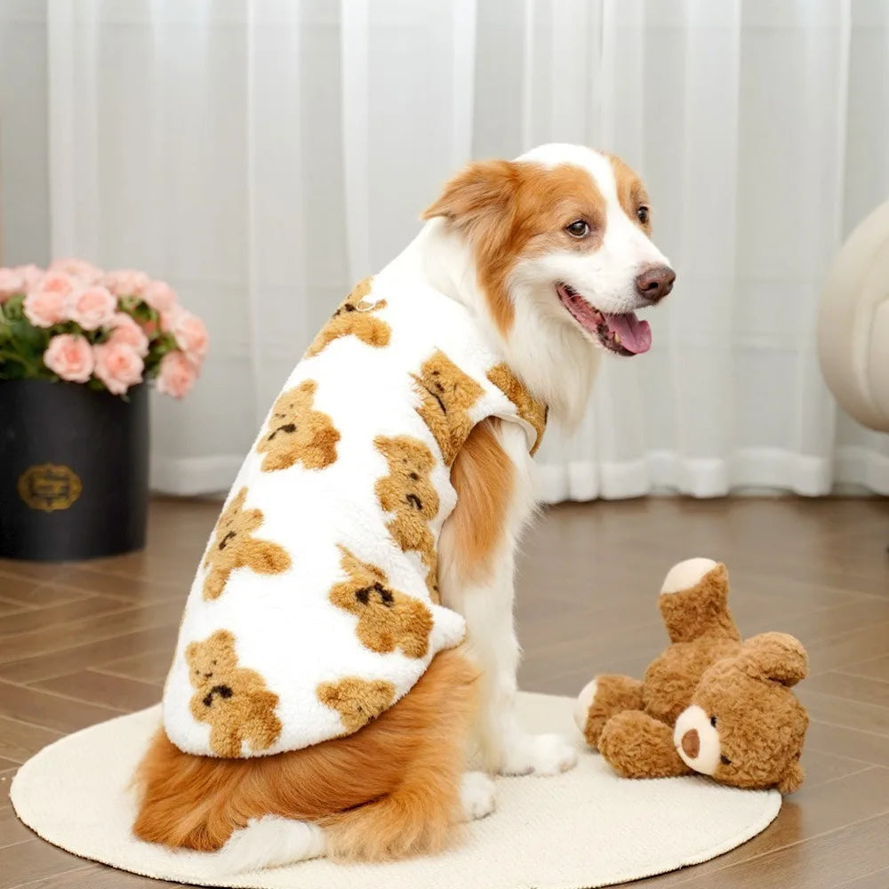 New XS-9XL Winter Puppy Clothes Cute Bear Pattern Warm Fleece Dog Vest Pet Supplies Dog Sweater Vest Pitbull New Year's Gift