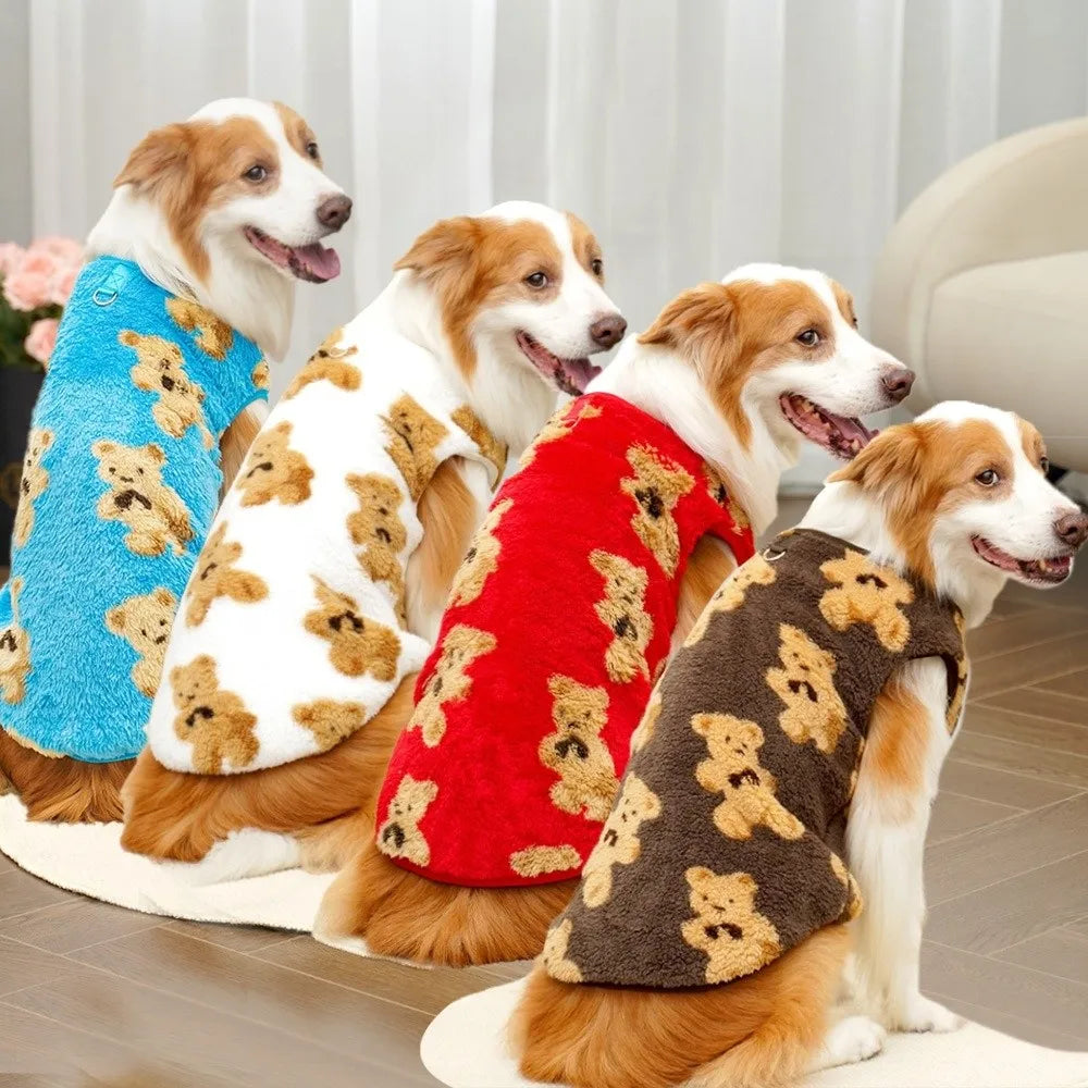 New XS-9XL Winter Puppy Clothes Cute Bear Pattern Warm Fleece Dog Vest Pet Supplies Dog Sweater Vest Pitbull New Year's Gift
